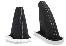 FÜR MINI COOPER R56 AUTOMATIK SCHALTMANSCHETTE HANDBREMSSACK ALCANTARA NAHT WEIS