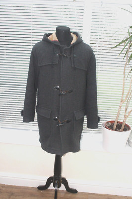 RACING GREEN Herren kurze grüne Wollmischung Dufflejacke Mantel Größe Small