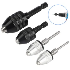 4 pcs Keyless Drill Chuck, 1/4, 1/8, 1/16 Inch Hex and Round Shanks Quick Change