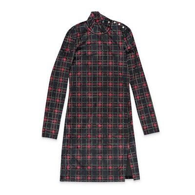 NWT CALLIPYGIAN STRETCH PLAID NAVY MINI DRESS SIZE S $195