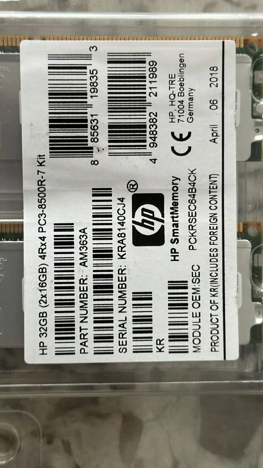 AM363A HP 16GB (1X16GB) 4RX4 PC3-8500R MEMORY AM363-69001 - Image 3 of 3