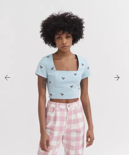 Lazy Oaf Cherry Baby Croptop Lazywood in Size 10/US Size 6