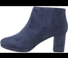 Clarks Blue Suede Mid Block Heel Kelda Nights Boots Uk 6.5 Excellent Condition