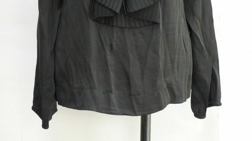 Day Birger et Mikkelsen Black Blouse Top Poet Jabot Satin Pleated Ruffle Size 10 - Picture 5 of 9