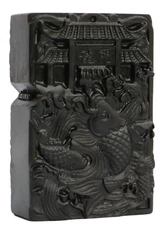 Case Only Natural Ebony Black Wood Jump Fish Lighter Box For Zippo Insert Kit