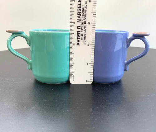 1980s Lindt-Stymeist Colorways Child Mugs x2 Children Thumbprint Vintage RARE