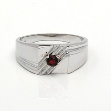 Natural Garnet Gemstone with 925 Sterling Silver Ring for Men's AJ784