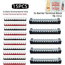 Dual Row 12 Position Screws Terminal Electric Barrier Strip Block 600V 15A 15PCS
