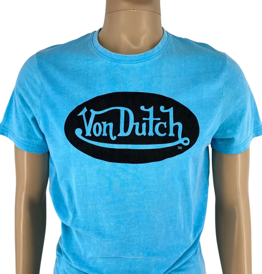 Von Dutch Hombre Azul Cuello Redondo Logo Camiseta de Manga Corta Talla M - Imagen 2 de 4