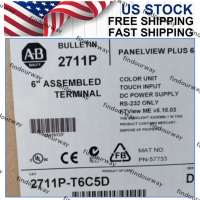 2711P-T6C5D PanelView Plus 600 Terminal, 5.5'' touch screen, RS-232, 24VDC supply