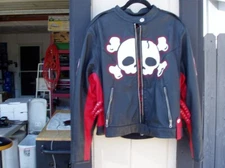ICON WOMEN'S LEATHER MOTORCYCLE JACKET SKULL SIZE M HELLA CROSS-BONE RACER 2XL