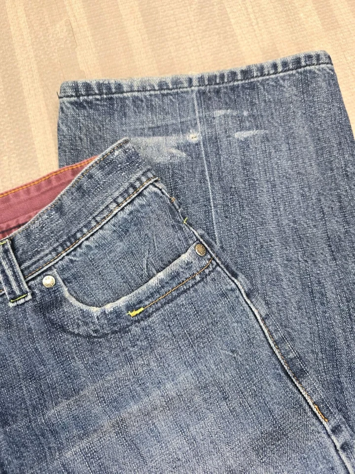 Pantalones de mezclilla skater holgados vintage años 90 Y2K índigo 30 para hombre pierna ancha bordados 34x30 Foto 3 de 4