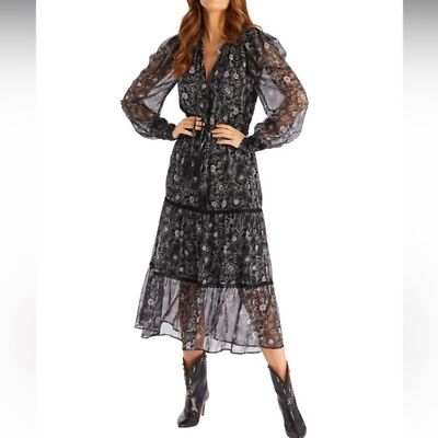 Allison New York HALEY MIDI DRESS - BLACK/WHITE FLORAL Size XS NWT | eBay