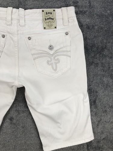Rock Revival Mens Jack Shorts White Denim Embroidered Studded Size 42 NEW - Picture 20 of 23