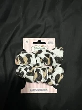 The Vintage Cosmetic Company Hair Scrunchies 2 Piece Leopard Print Microfibre
