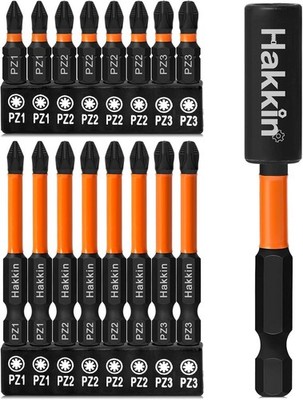 17tlg PZ Schlagschrauber Bit Set S2 Stahl PZ1 PZ2 PZ3 Pozidriv Antrieb Bit 60mm