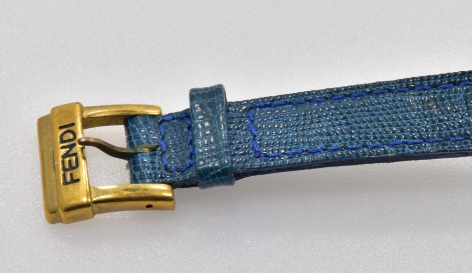 Correa de reloj Fendi 640L para mujer de una pieza de cuero genuino azul 10 mm Foto 2 de 4