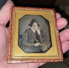 Old Antique Daguerreotype Photo Pretty Young Lady Teen Girl w/ Beautiful Dress
