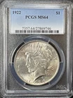 ⭐️ 1922 Peace Dollar - PCGS MS  64 -