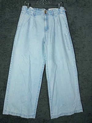 NWT American Eagle Wide Leg Trouser Jeans Womens 8 Light Blue High Rise Pleated