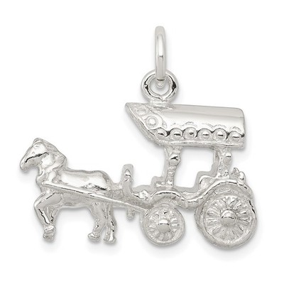 Sterling Silber Pferd & Kutsche Charm Halskette Damen