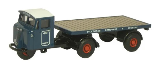 Oxford Diecast NMH007 Scammell Mechanical Horse Flatbed Trailer Pickfords