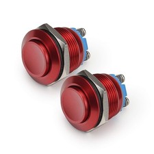  Pack of 2 19MM Momentary Push Button Switch 5A Aluminium Alloy Shell 12V 24V 3