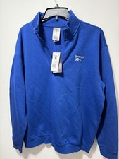 Reebok Men  s XL Blue Quarter Zip Fleece Sweatshirt Pullover New w/ Tags