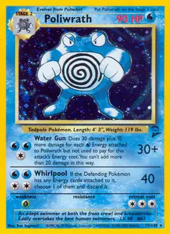Poliwrath - 15/130 - Pokemon Base Set 2 Holo Rare Card WOTC NM