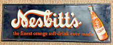 Vintage 1956 NESBITT'S ORANGE SODA BOTTLE Metal Sign Stout *Rare Version*