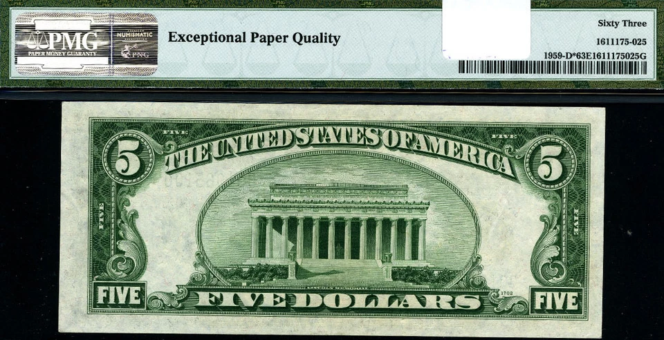 FR. 1959 D* $5 1934-C Federal Reserve Note Cleveland D-* Block Choice PMG CU63 E - Image 3 of 3