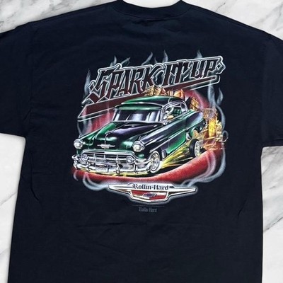 Vintage 90s Rollin Rolling Hard y2k ford ''spark it up'' black t shirt NTW Y2K