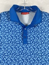 Redvanly Polo Shirt Top Men Sz L Blue Short Sleeve Golf All Over Print