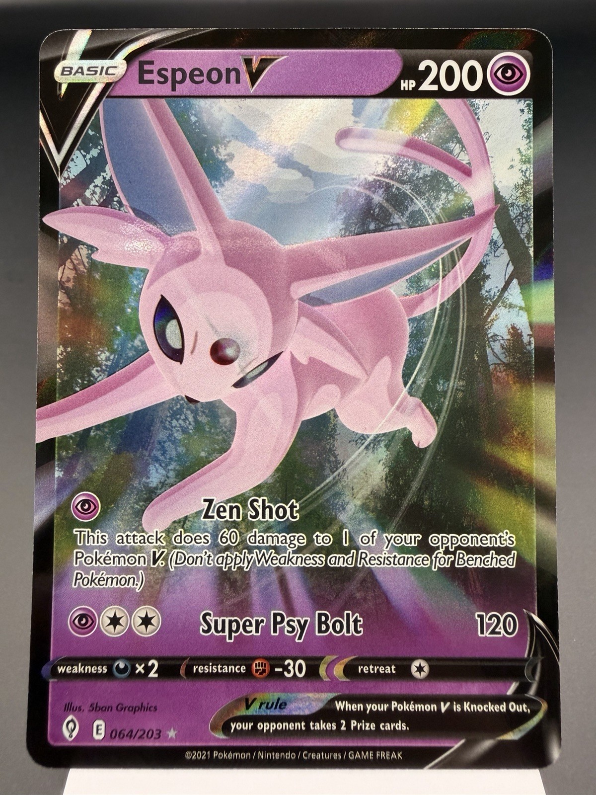 Espeon V 064/203 - Ultra Rare Holo - Evolving Skies Pokemon Card MINT