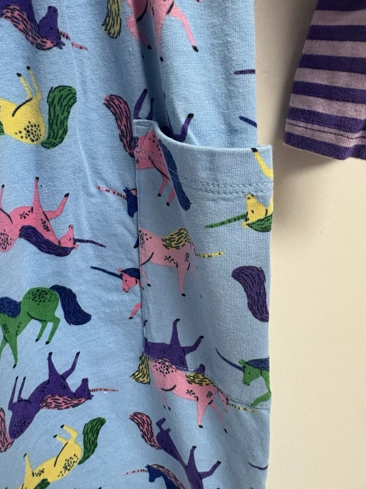 Vestido Hanna Anderrson Niñas Talla 130 (8-10) Estampado Unicornio Púrpura Rayas Algodón Foto 3 de 4