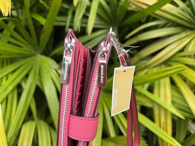 Michael Kors Jet Set Travel LG Double Zip Wallet Ombré Hibiscus