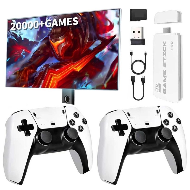 20000+ TV Game Console Video Game Console with 2 Wireless Controllers Retro 4K