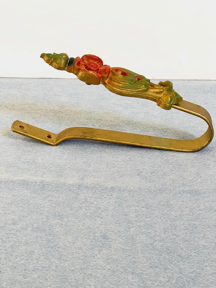 Juego de 2 corbatas de cortina florales vintage doradas/rojas y verdes de culpa Foto 4 de 4