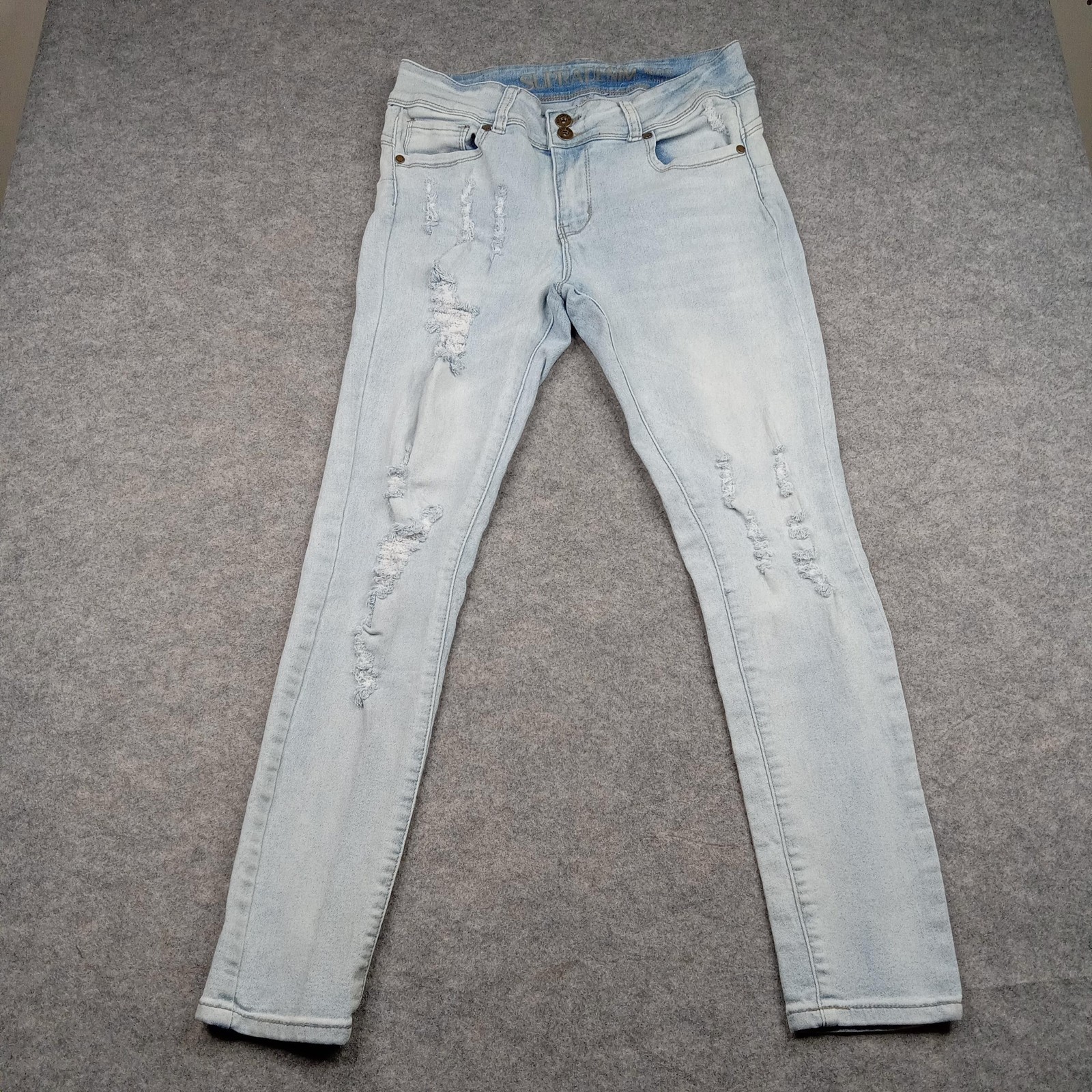 Supradenim Jeans Womens 11 Light Wash Distressed Skinny Stretch Denim Mid Rise