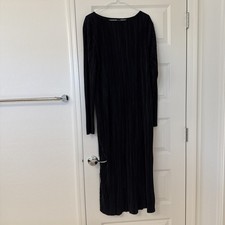 SHEIN Black Ruffled Dress Midi Size XXL Long Sleeve