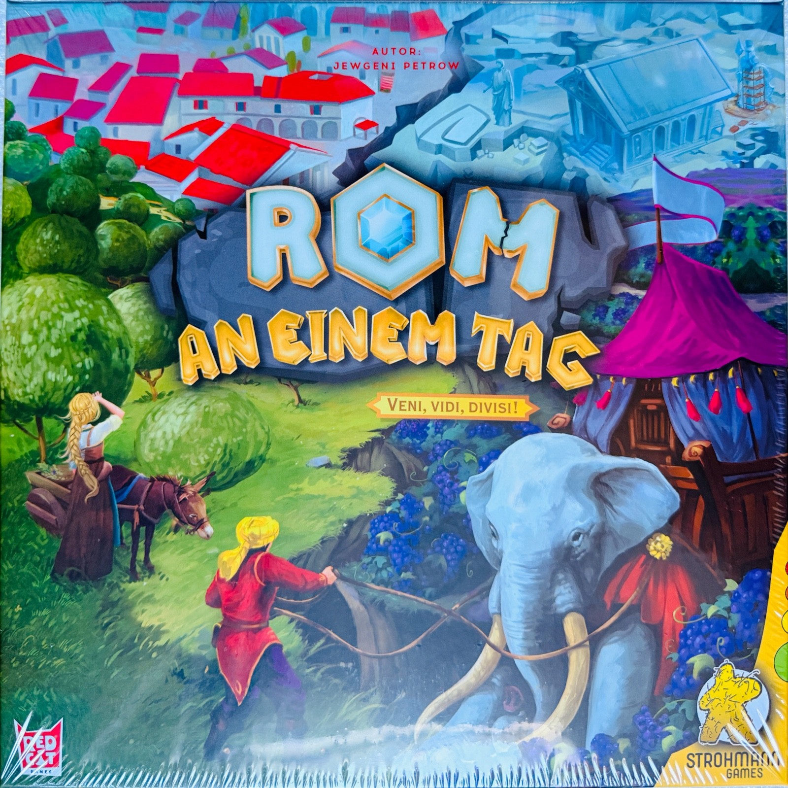 Rom an einem Tag Strohmann Games Familienspiel Brettspiel Kennerspiel Legespiel