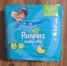 2015 Pampers Baby Dry UNICEF diapers 30 nappies No6 size 16 kgs/35 lbs NOS