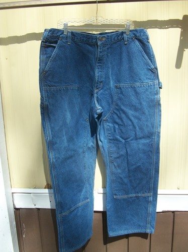 Used Mens Carhartt Double Knee Denim Work Pants 40-32 #1