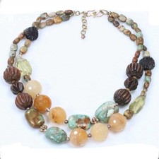 BARSE Chunky 2 strand multi stone carved neck...