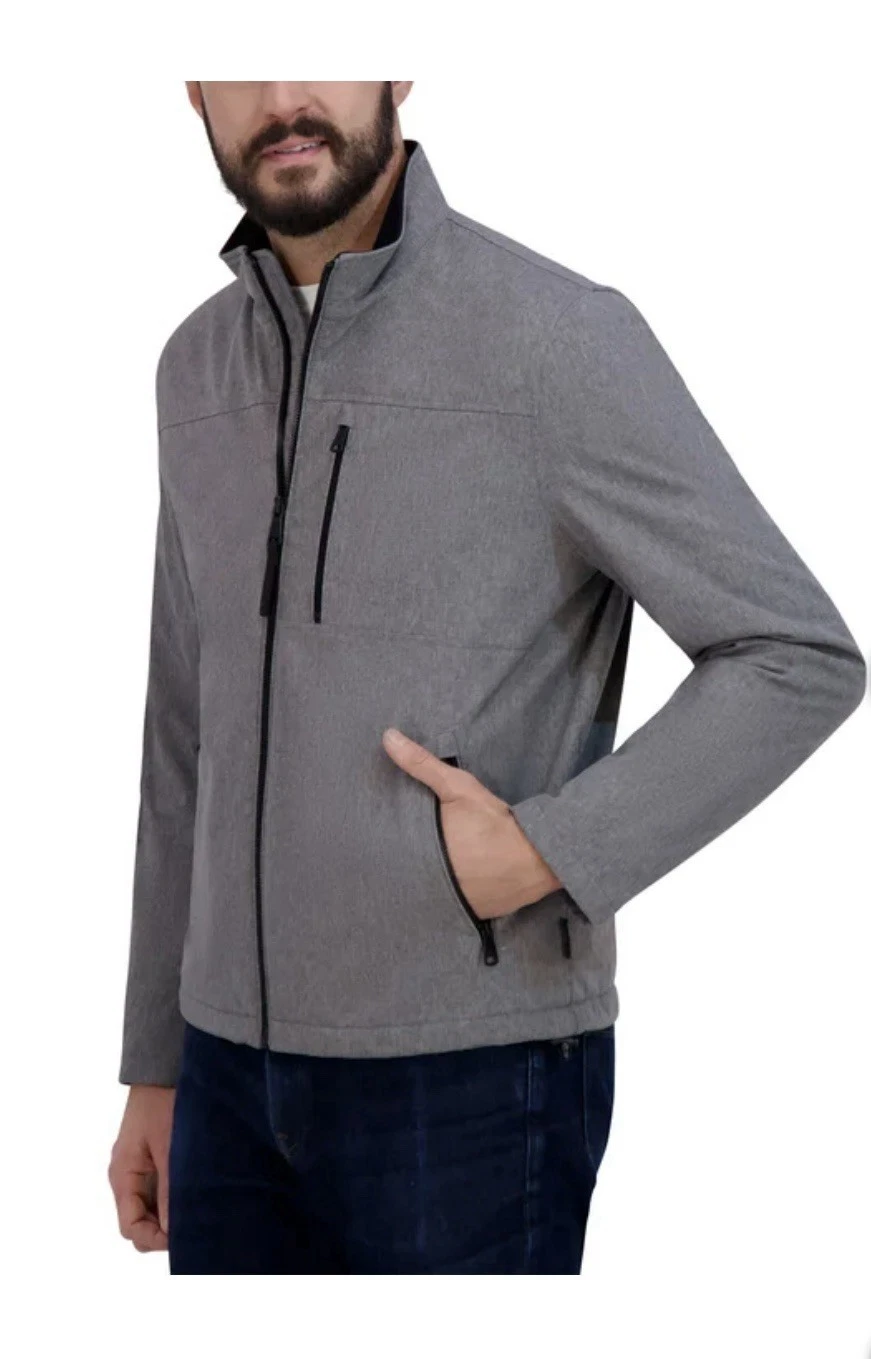 Kenneth Cole Men's Full Zip Sherpa-lined Softshell Jacket Gray, XXL