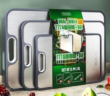 Cutting Board Set of 3 Titanium Dual Sided Knife Friendly CTB01-3S Design Toxic