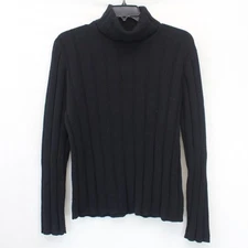 Club Monaco Black Merino Wool Knit Sweater Pullover Turtleneck Cozy Preppy Large