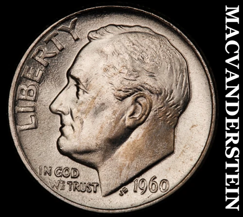1960 Roosevelt Dime- Silver- Choice Gem Brilliant Uncirculated Luster #J1643