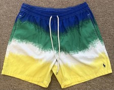 Polo Ralph Lauren Pony Tie Dye Striped Surf Board Swim Trunks Beach Shorts XL