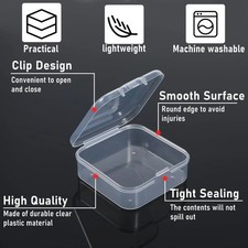 100 Pcs Small Plastic Storage Boxes with Hinged Lids, 2.2 x 2.2 x 0.8 Inch Sm...